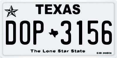 TX license plate DOP3156