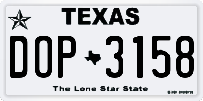TX license plate DOP3158