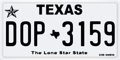 TX license plate DOP3159