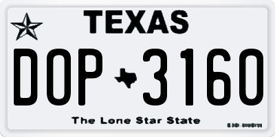 TX license plate DOP3160