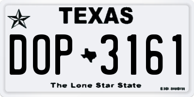 TX license plate DOP3161