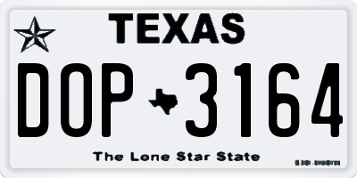 TX license plate DOP3164