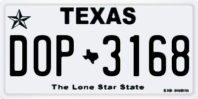 TX license plate DOP3168