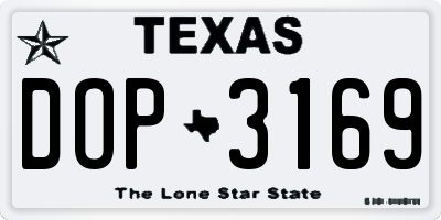 TX license plate DOP3169