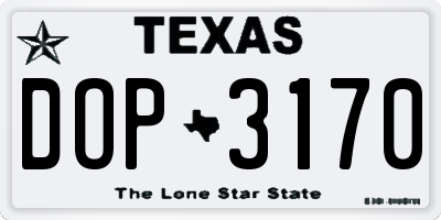 TX license plate DOP3170