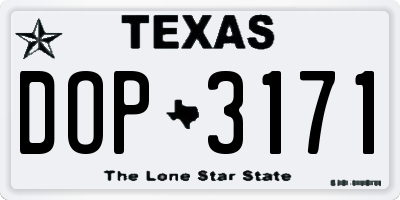 TX license plate DOP3171