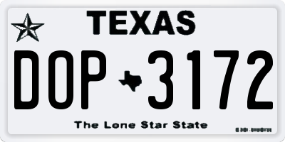 TX license plate DOP3172