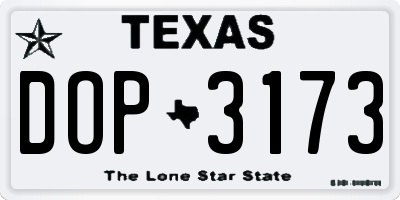 TX license plate DOP3173