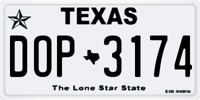 TX license plate DOP3174