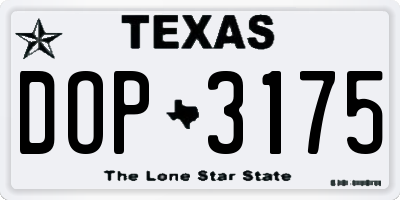 TX license plate DOP3175