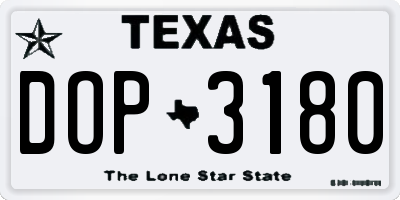 TX license plate DOP3180