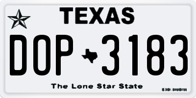 TX license plate DOP3183