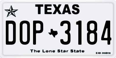 TX license plate DOP3184