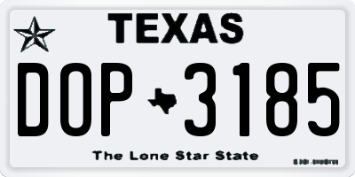 TX license plate DOP3185