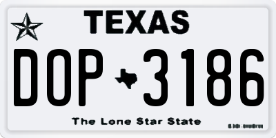 TX license plate DOP3186