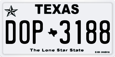 TX license plate DOP3188