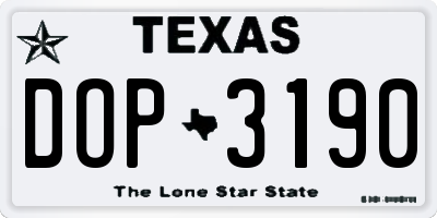 TX license plate DOP3190