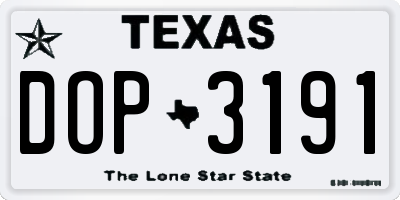 TX license plate DOP3191