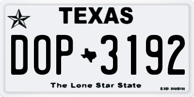 TX license plate DOP3192