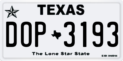 TX license plate DOP3193
