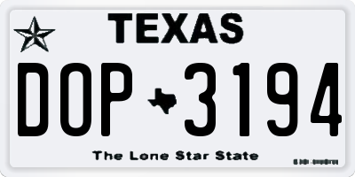 TX license plate DOP3194