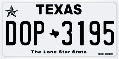 TX license plate DOP3195