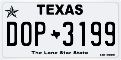 TX license plate DOP3199