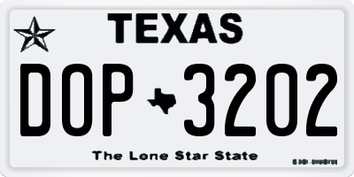 TX license plate DOP3202