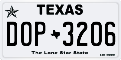 TX license plate DOP3206