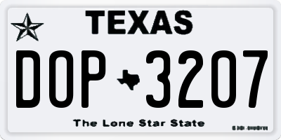 TX license plate DOP3207