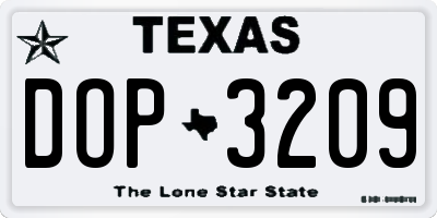 TX license plate DOP3209