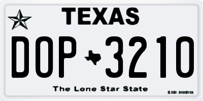 TX license plate DOP3210