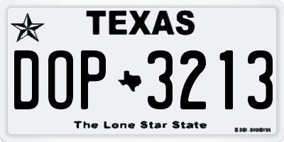 TX license plate DOP3213