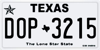 TX license plate DOP3215