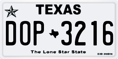TX license plate DOP3216