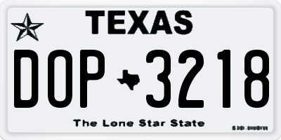 TX license plate DOP3218