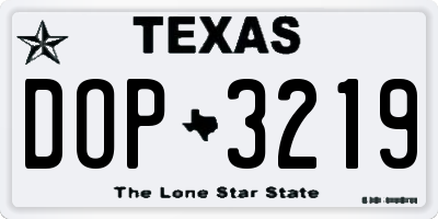 TX license plate DOP3219