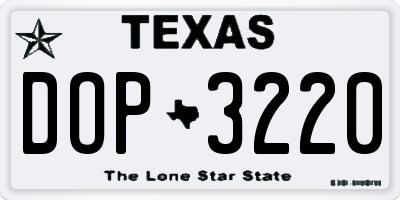 TX license plate DOP3220