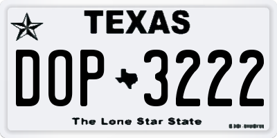 TX license plate DOP3222