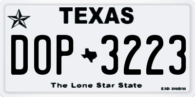 TX license plate DOP3223