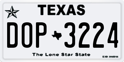 TX license plate DOP3224