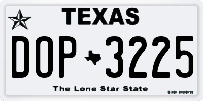 TX license plate DOP3225