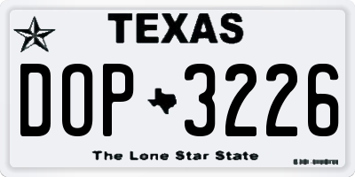 TX license plate DOP3226