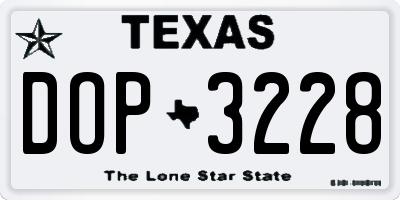 TX license plate DOP3228