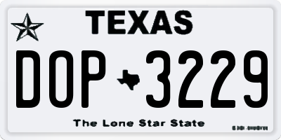 TX license plate DOP3229