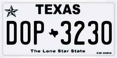 TX license plate DOP3230