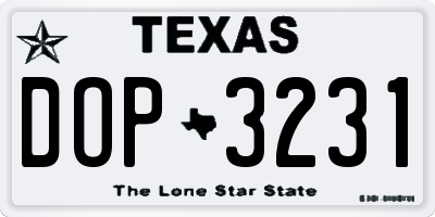 TX license plate DOP3231