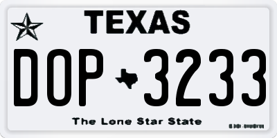 TX license plate DOP3233