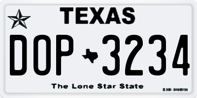 TX license plate DOP3234