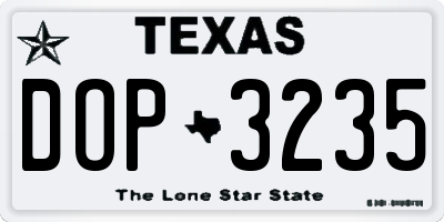 TX license plate DOP3235